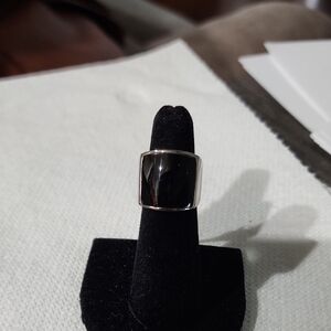 Sleek Black Onyx and Silver Ring Bundle